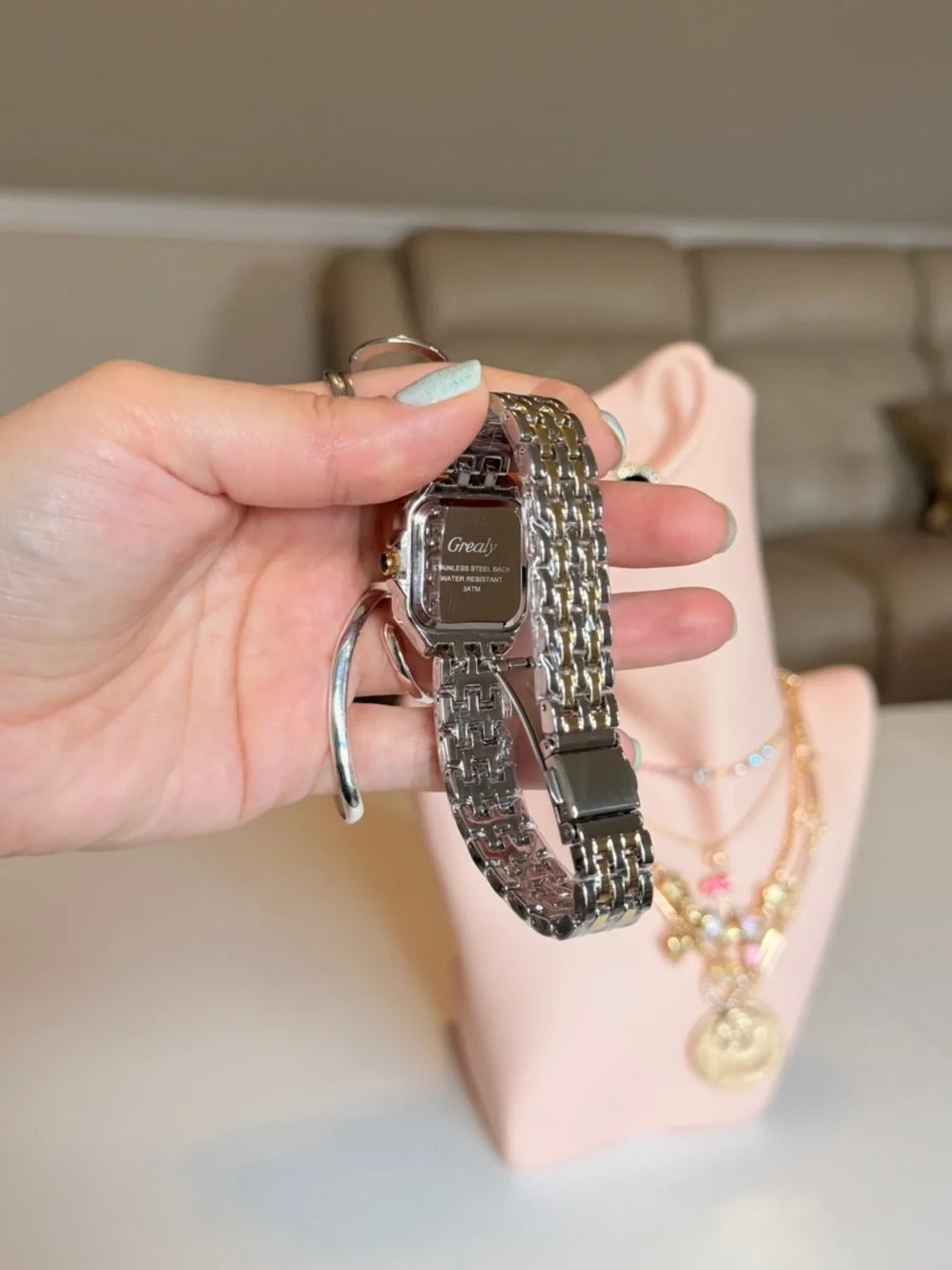 Two-Tone Square Bracelet Watch - Picture 5 of 9